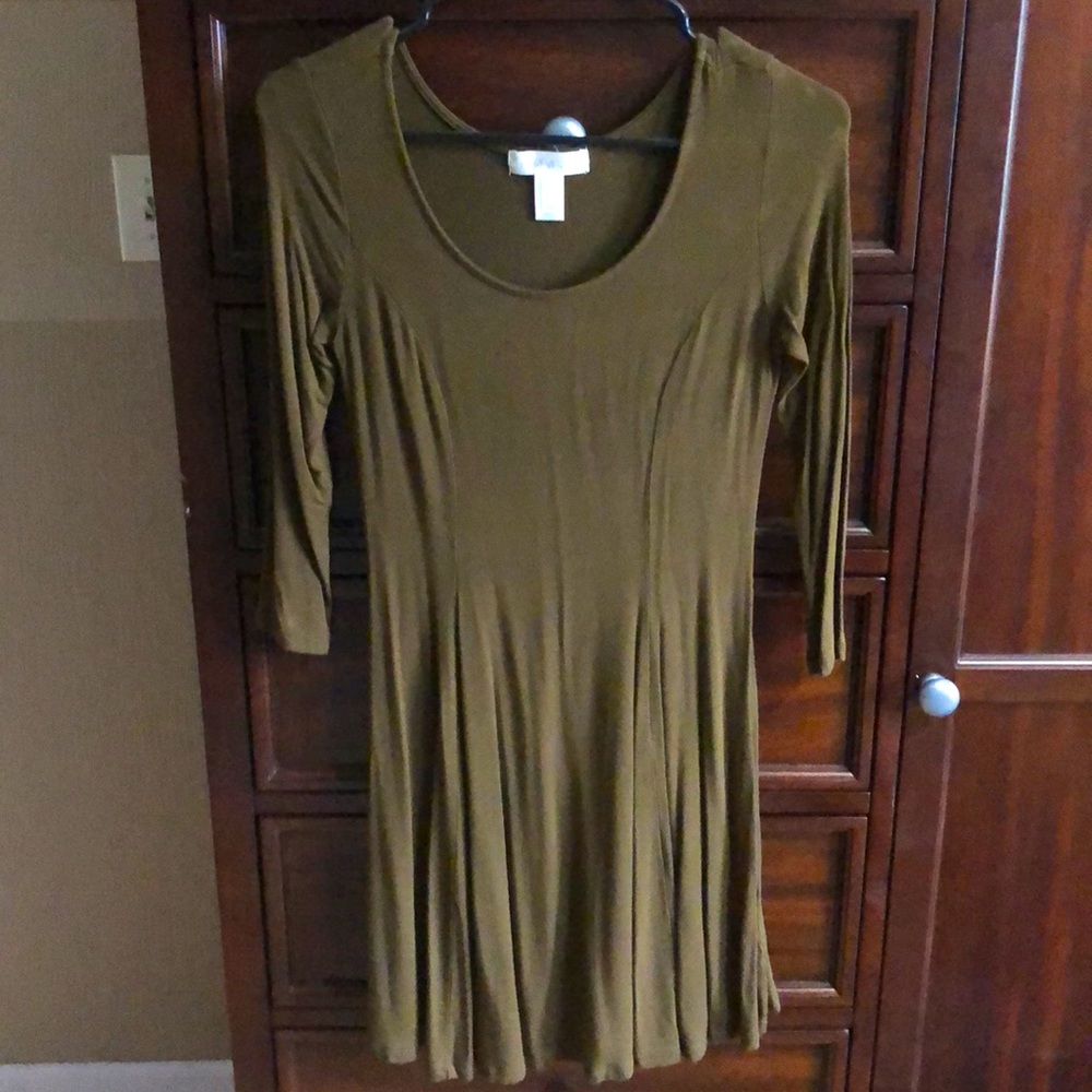 Brown form fitting skater dress